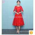 Short Sleeve Tea-Length Alibaba Suzhou Factory Formal Bridesmaid Dress